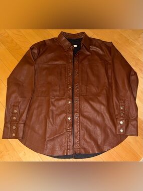 We The Free Chest-Pocket Button-Front Brown Shirt Jacket
